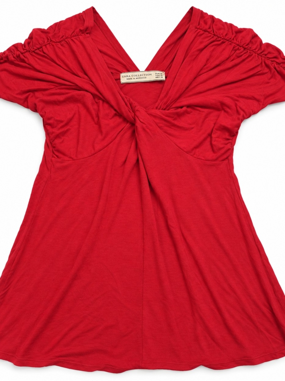 Zara Red Twist-Front Tunic Top